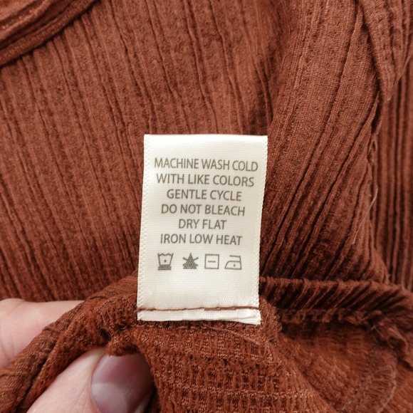 Max Studio London Brown Ribbed Puff Sleeve Scoop Neck Top Size Small - Picture 9 of 10